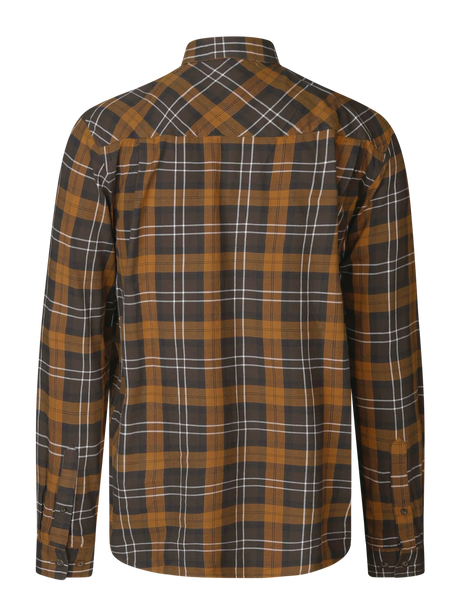 seeland glen flannel shirt mens dark brown camel check gallery image 5