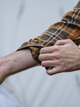 seeland glen flannel shirt mens dark brown camel check gallery image 6
