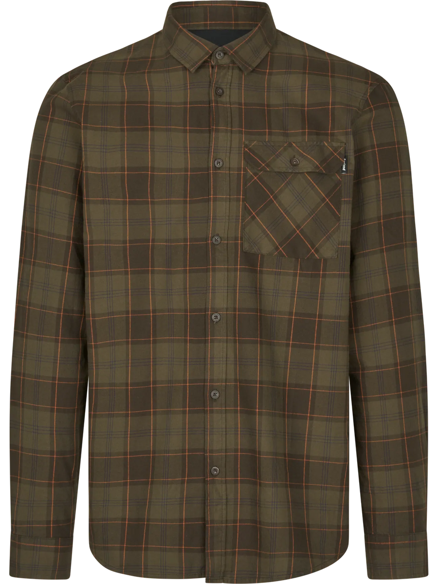 seeland glen flannel shirt mens pine green dark navy check front