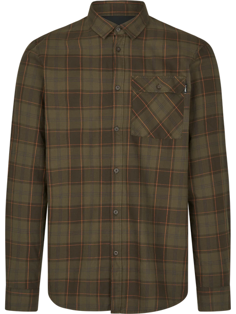 seeland glen flannel shirt mens pine green dark navy check front