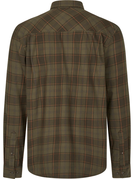 seeland glen flannel shirt mens pine green dark navy check back