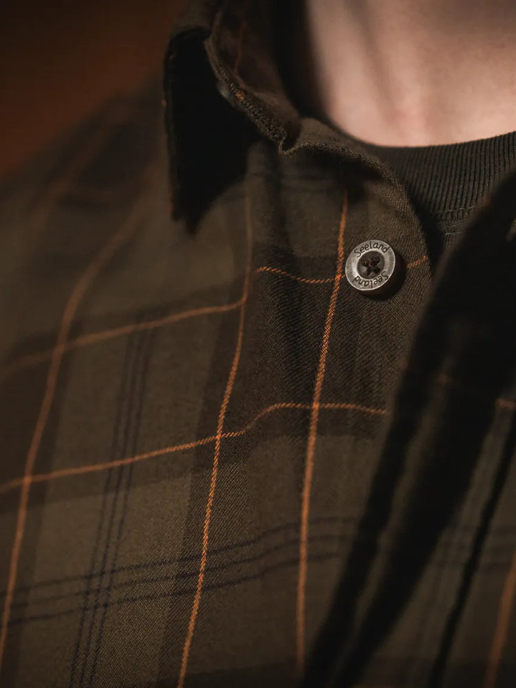 seeland glen flannel shirt mens pine green dark navy check gallery image 6