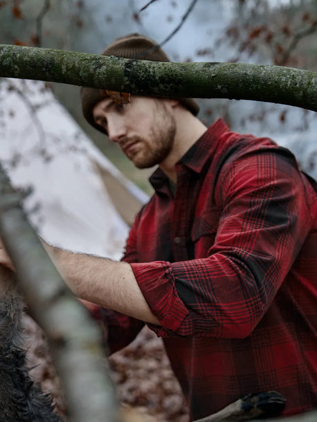 seeland glen flannel shirt mens red check gallery image 2
