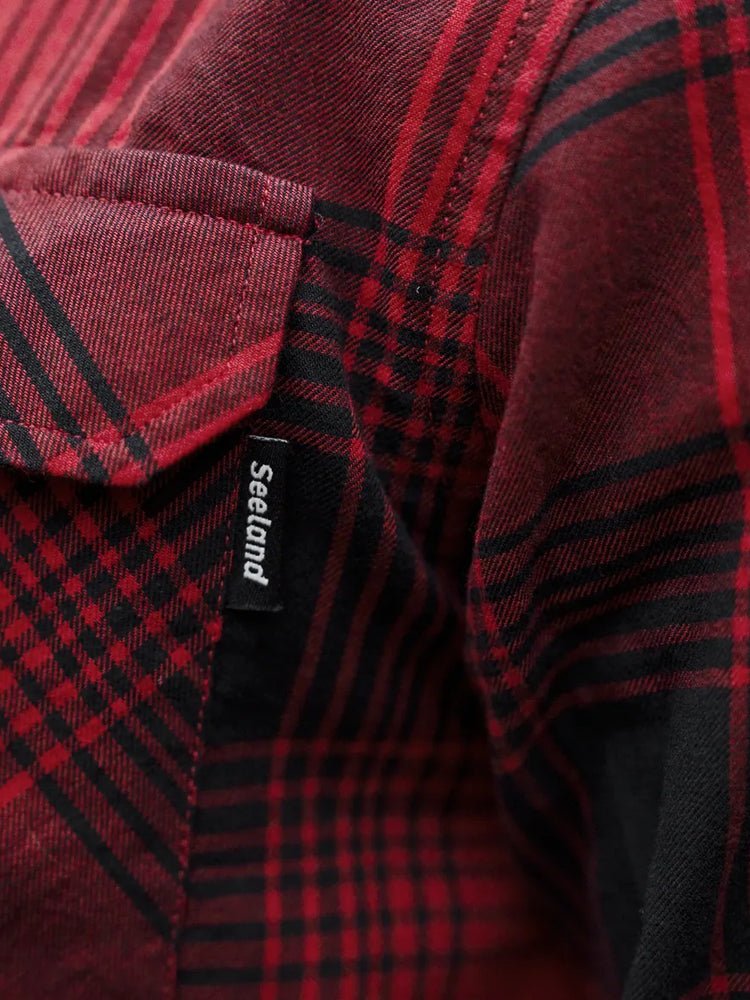 seeland glen flannel shirt mens red check gallery image 3