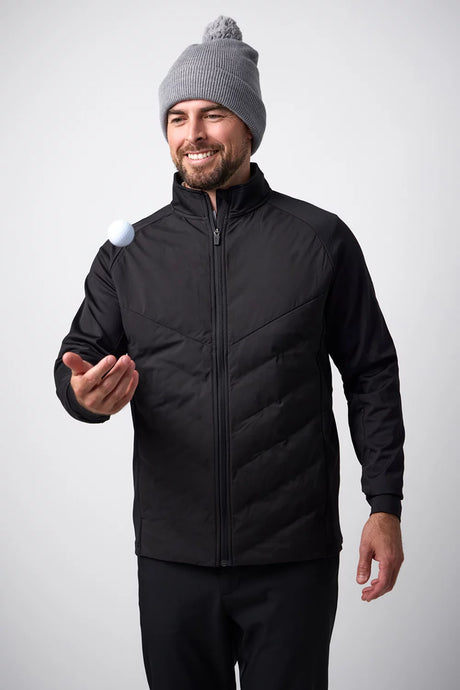 GLENMUIR Arden Full Zip Thermal Chevron Performance Golf Jacket - Men's - Black