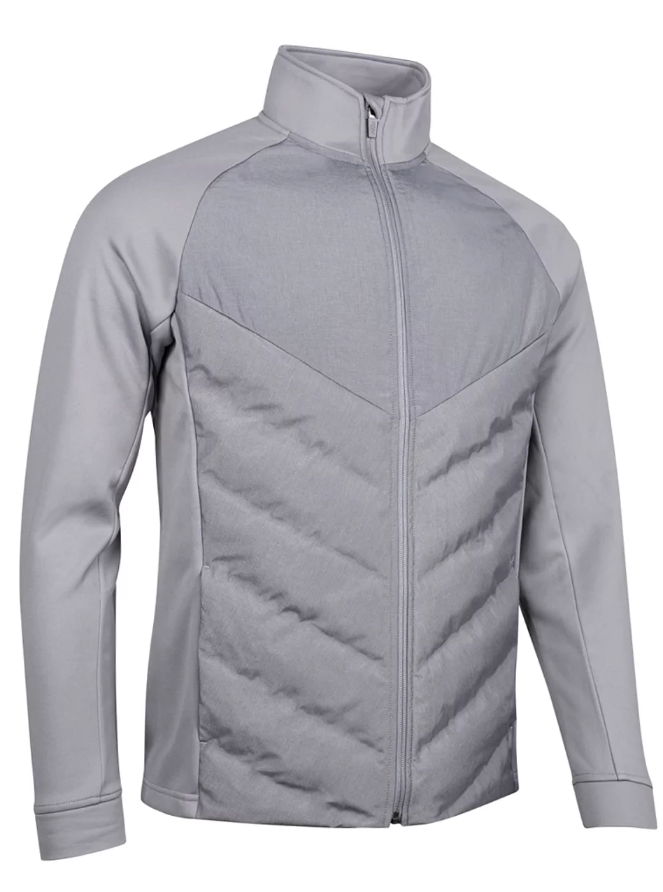 GLENMUIR Arden Full Zip Thermal Chevron Performance Golf Jacket - Men's - Mid Grey Marl