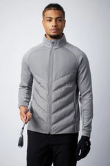 GLENMUIR Arden Full Zip Thermal Chevron Performance Golf Jacket - Men's - Mid Grey Marl