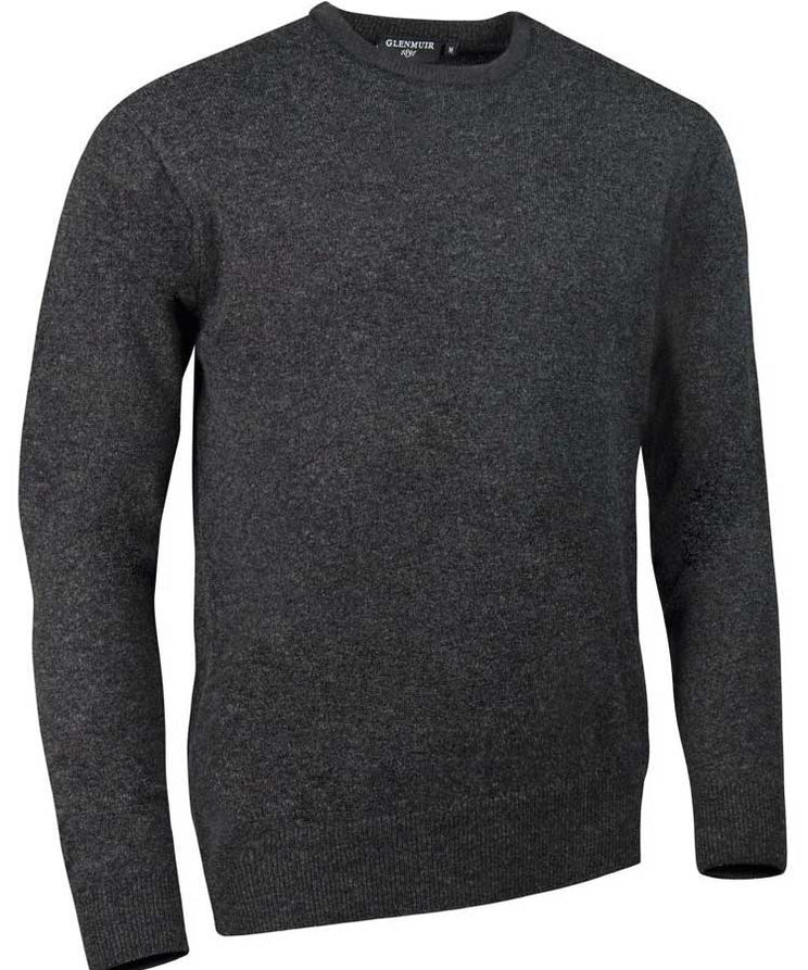 GLENMUIR Morar Crew Neck Lambswool Sweater - Mens - Charcoal Marl