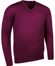 Load image into Gallery viewer, Glenmuir Men&#39;s Wilkie V Neck Fine Merino Sweater - Bordeaux
