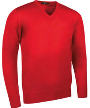 Load image into Gallery viewer, Glenmuir Men&#39;s Wilkie V Neck Fine Merino Sweater Garnet
