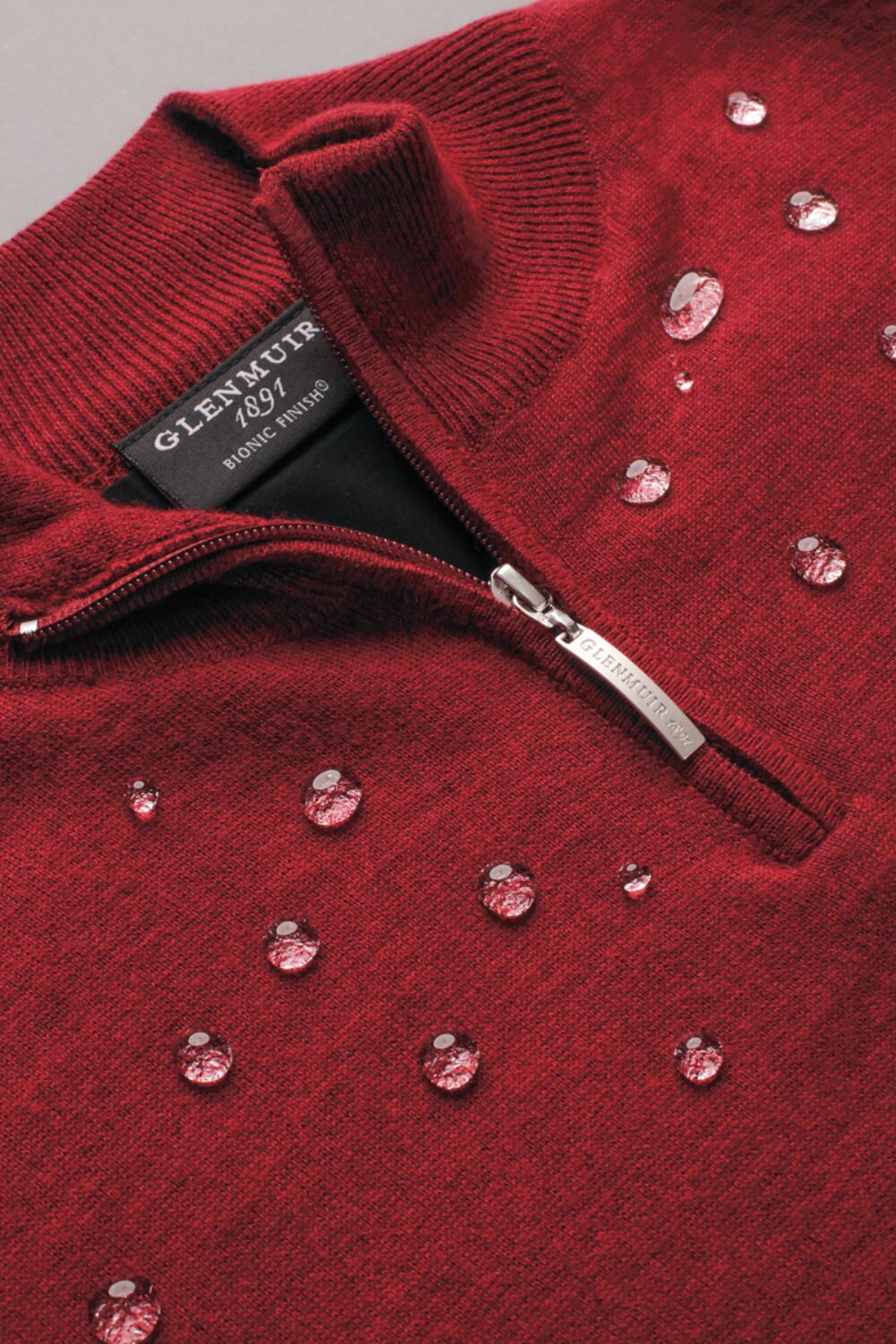 GLENMUIR Samuel Quarter Zip Water Repellent Lined Merino Blend Golf Sweater - Mens - Garnet Marl