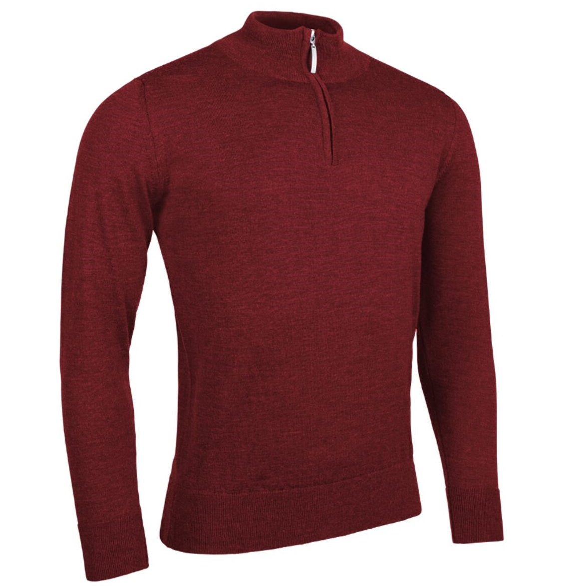 GLENMUIR Samuel Quarter Zip Water Repellent Lined Merino Blend Golf Sweater - Mens - Garnet Marl