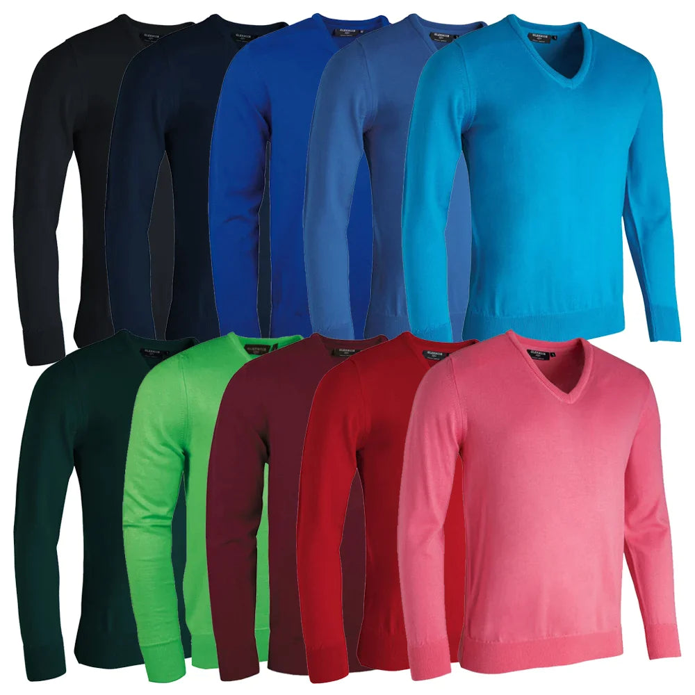 40 % OFF GLENMUIR Mens Wilkie V-Neck Sweater - Fine Merino Wool - 15 Colour Options