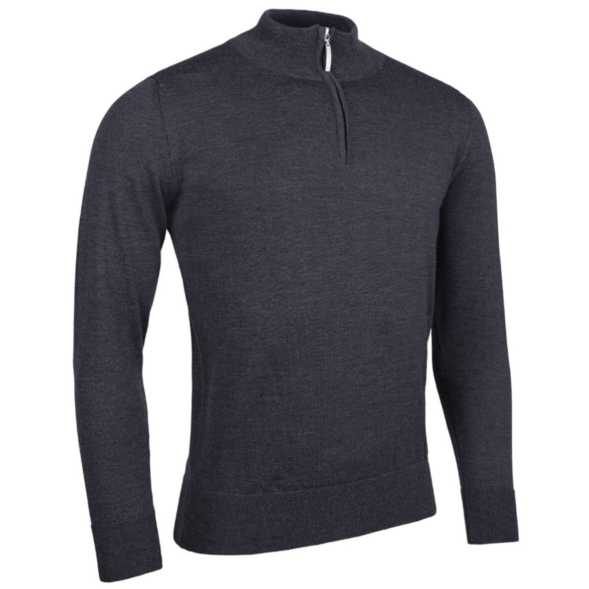 GLENMUIR Jasper Quarter Zip Merino Wool Sweater - Mens - Charcoal Marl