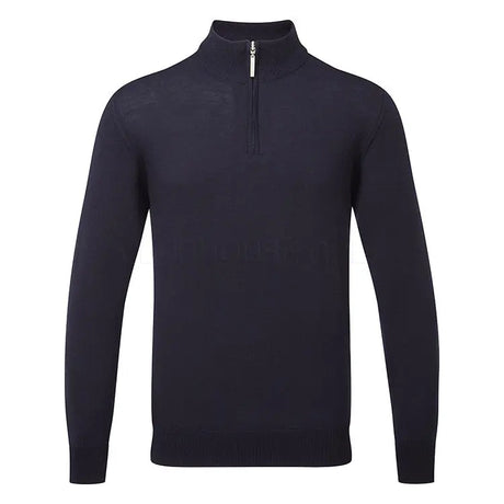 GLENMUIR Jasper Quarter Zip Merino Wool Sweater - Mens - Navy Glenmuir