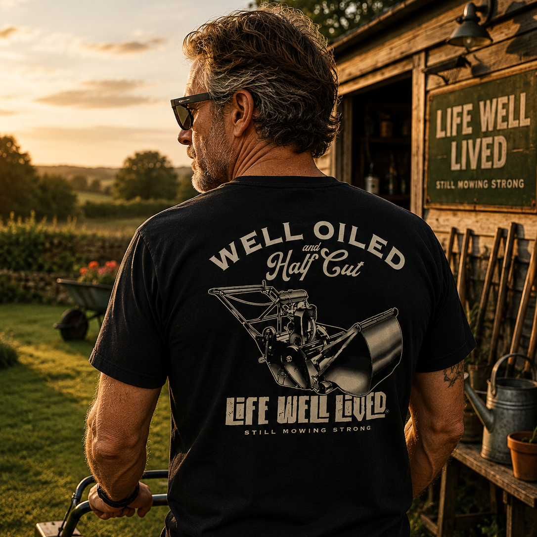 LIFE WELL LIVED Well Oiled Half Cut T-Shirt - Black