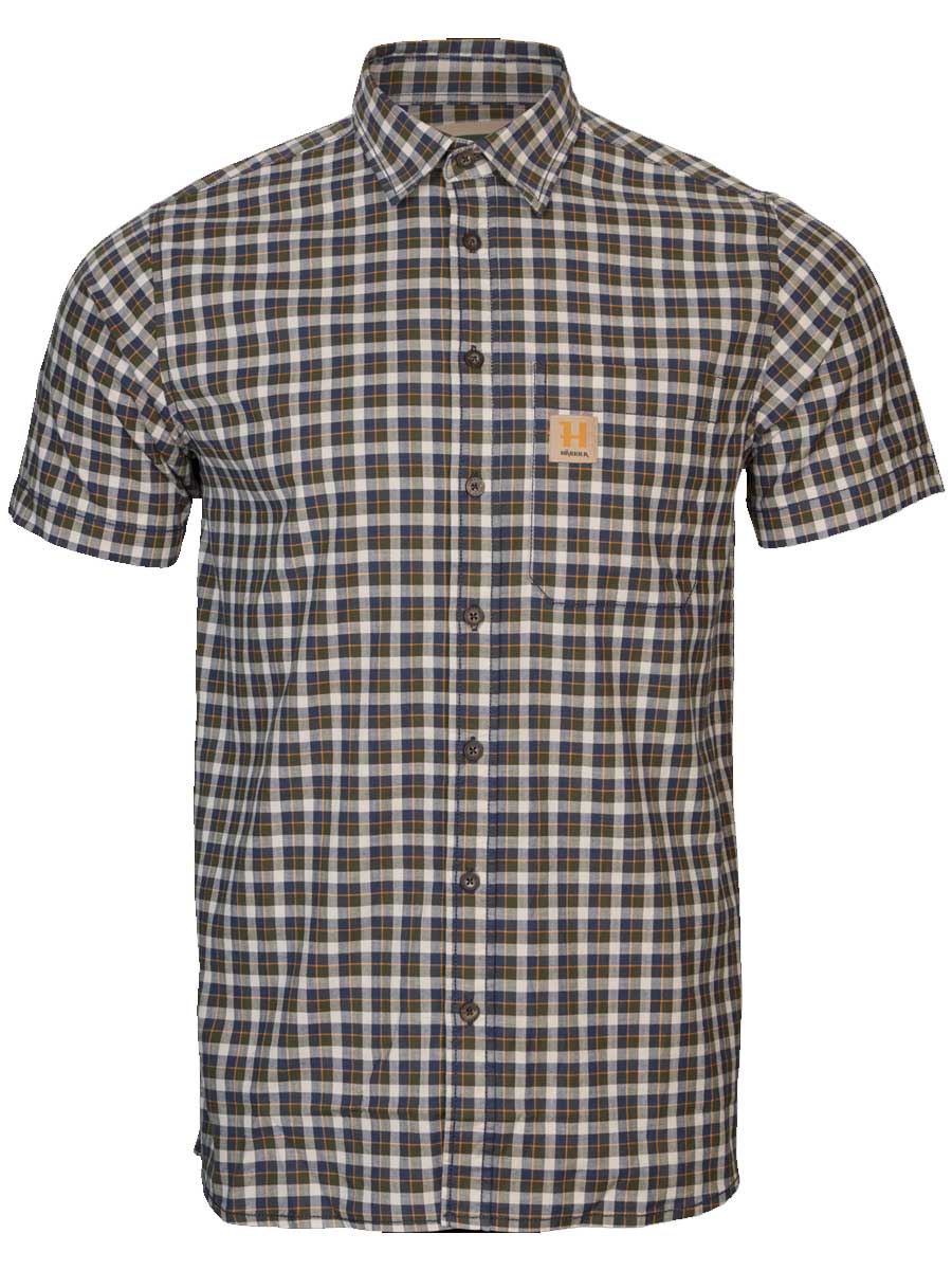 HARKILA Fjell Short Sleeve Shirt - Mens - Naval Blue Check