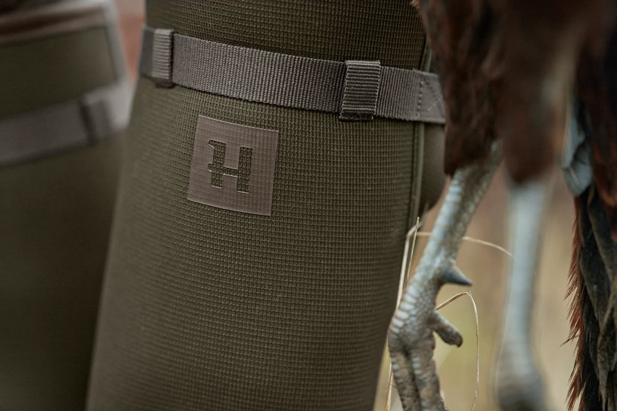 HARKILA Forester Textile & Rubber Wellington Boots - Willow Green / Deep Brown