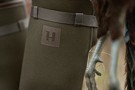 HARKILA Forester Textile & Rubber Wellington Boots - Willow Green / Deep Brown