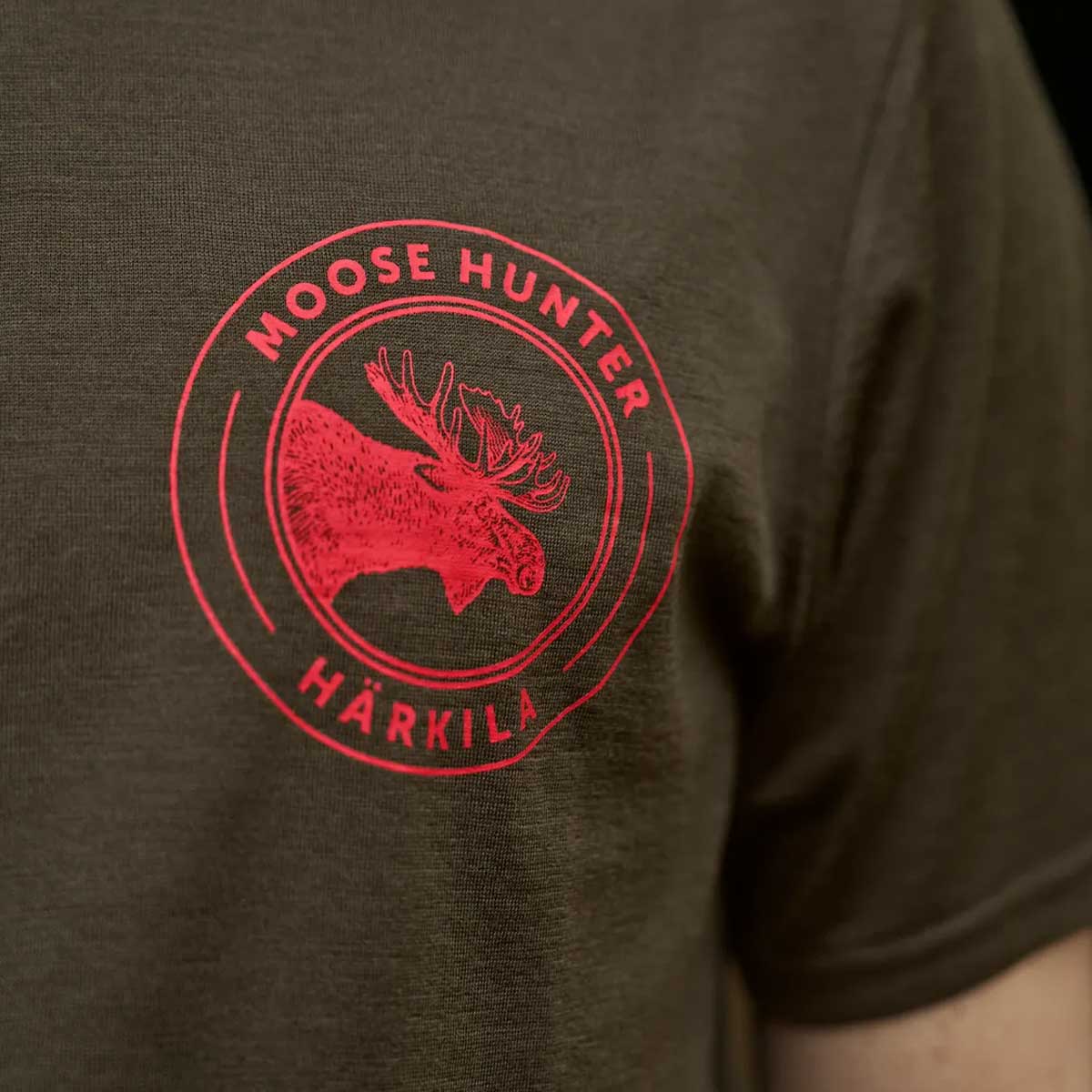 HARKILA Game T-shirt - Merino Wool - Mens - Willow Green Moose