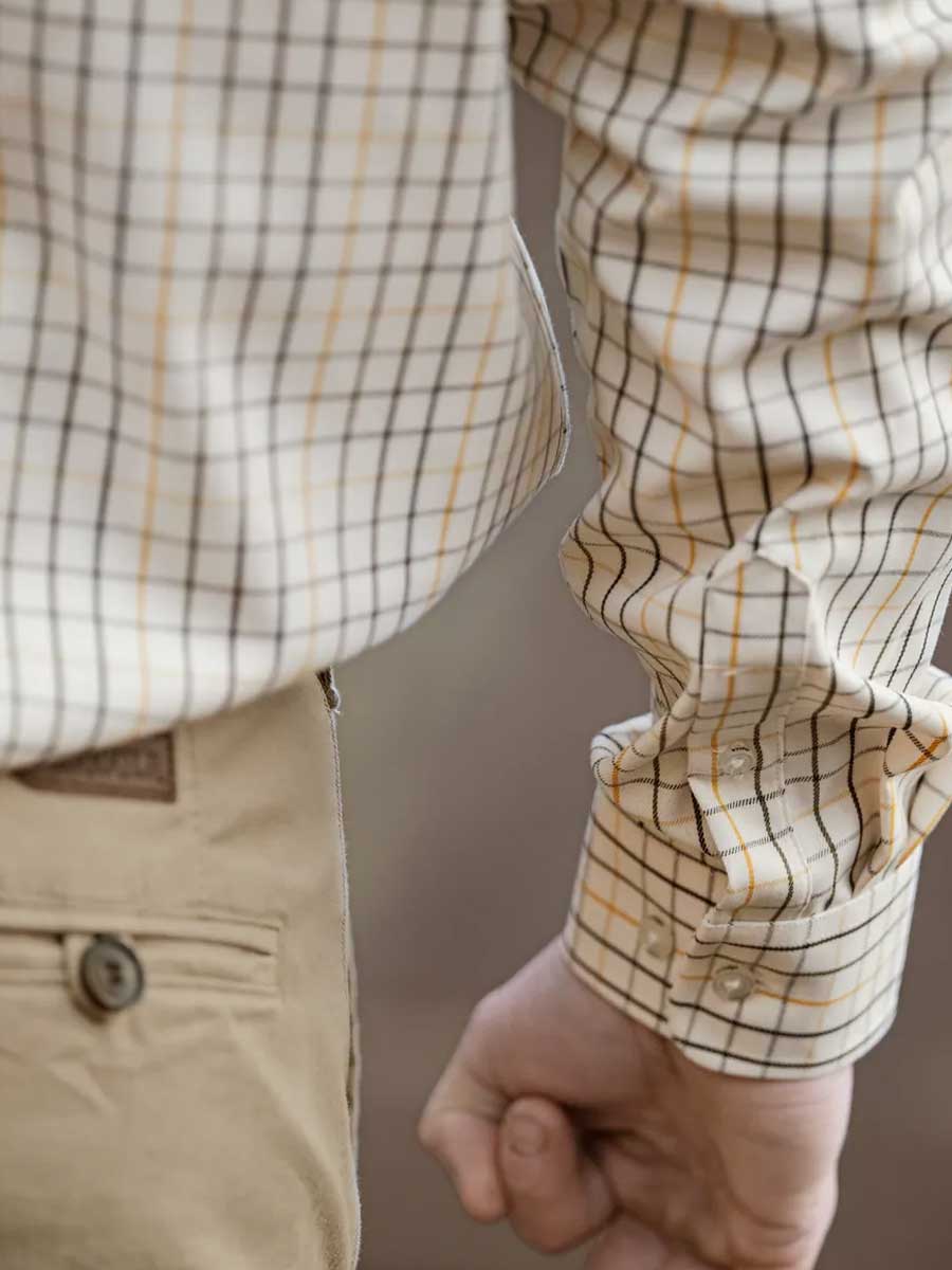 HARKILA Haywood Wool Blend Long Sleeve Shirt - Mens - Arrowwood Yellow Check
