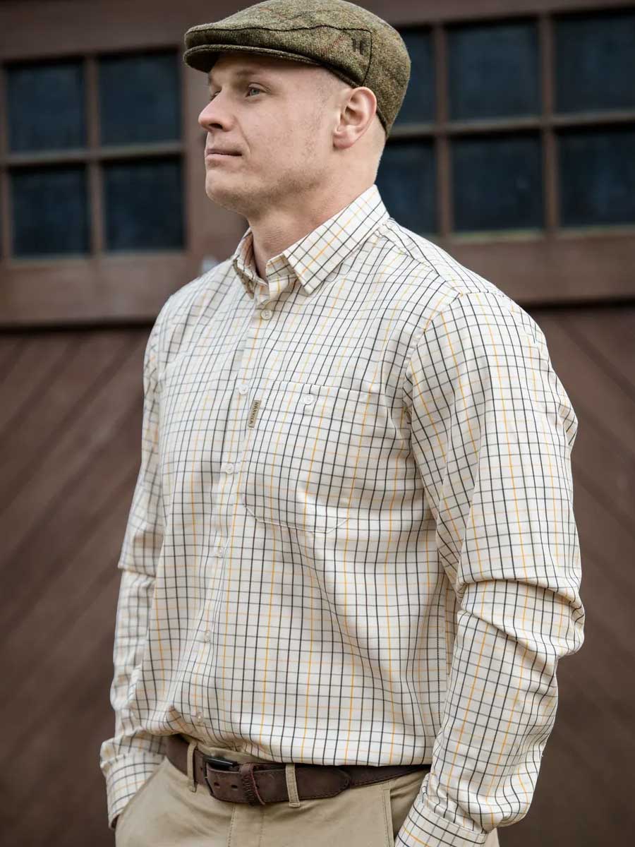 HARKILA Haywood Wool Blend Long Sleeve Shirt - Mens - Arrowwood Yellow Check