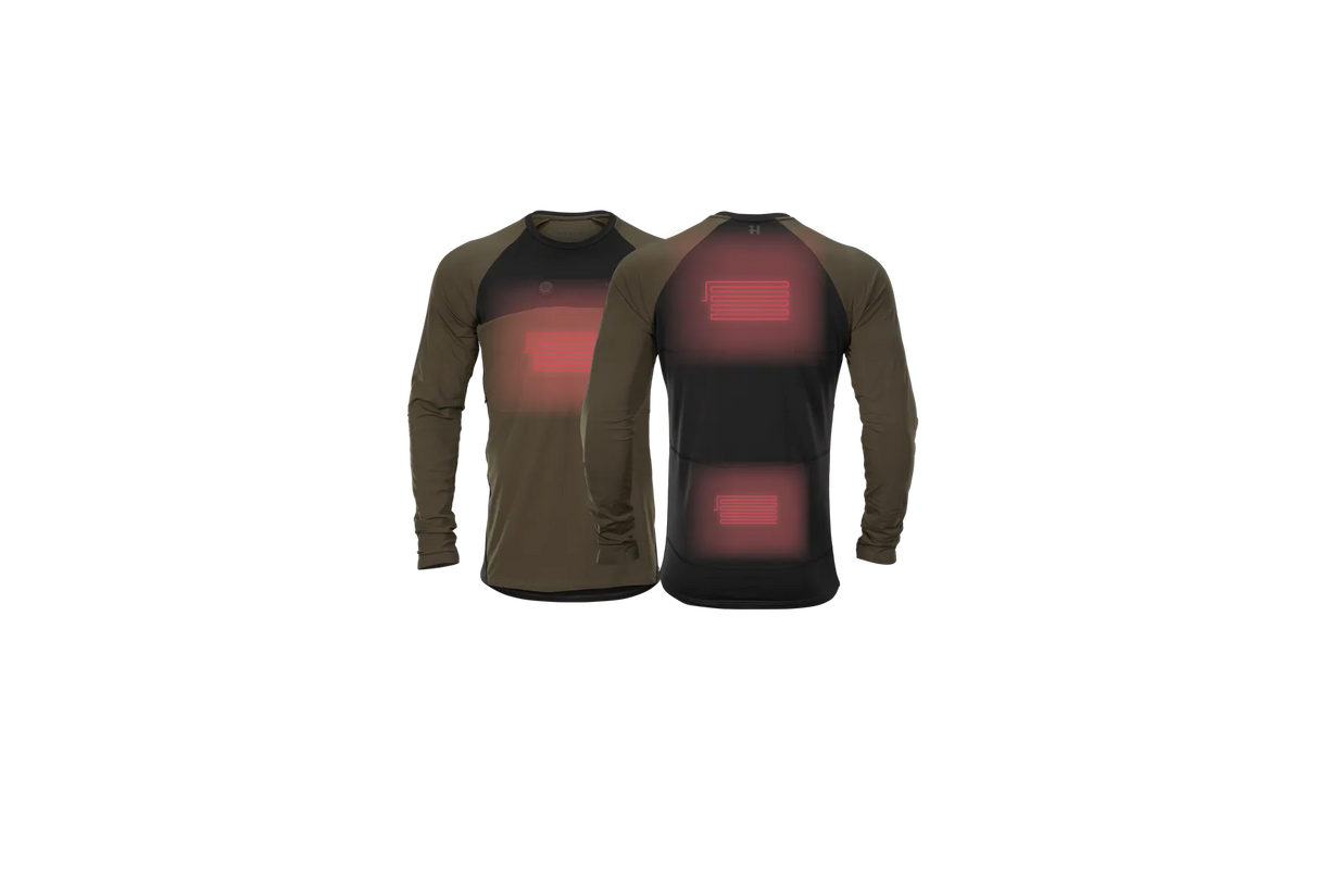 HARKILA Heat USB-C L/S T-Shirt - Mens - Willow Green & Black