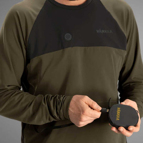 HARKILA Heat USB-C L/S T-Shirt - Mens - Willow Green & Black
