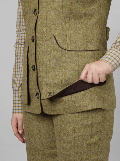 HARKILA Jura Tweed Shooting Waistcoat - Womens - Olive