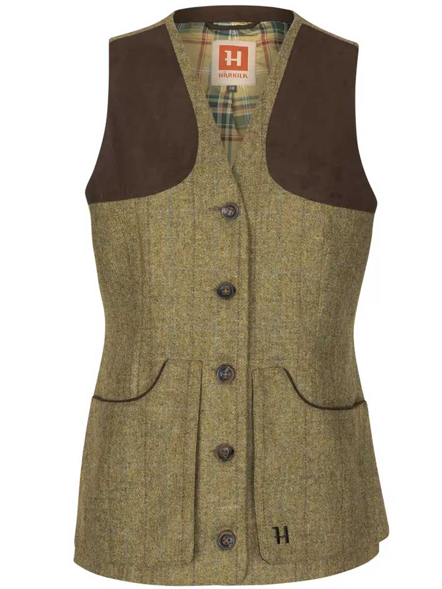 HARKILA Jura Tweed Shooting Waistcoat - Womens - Olive