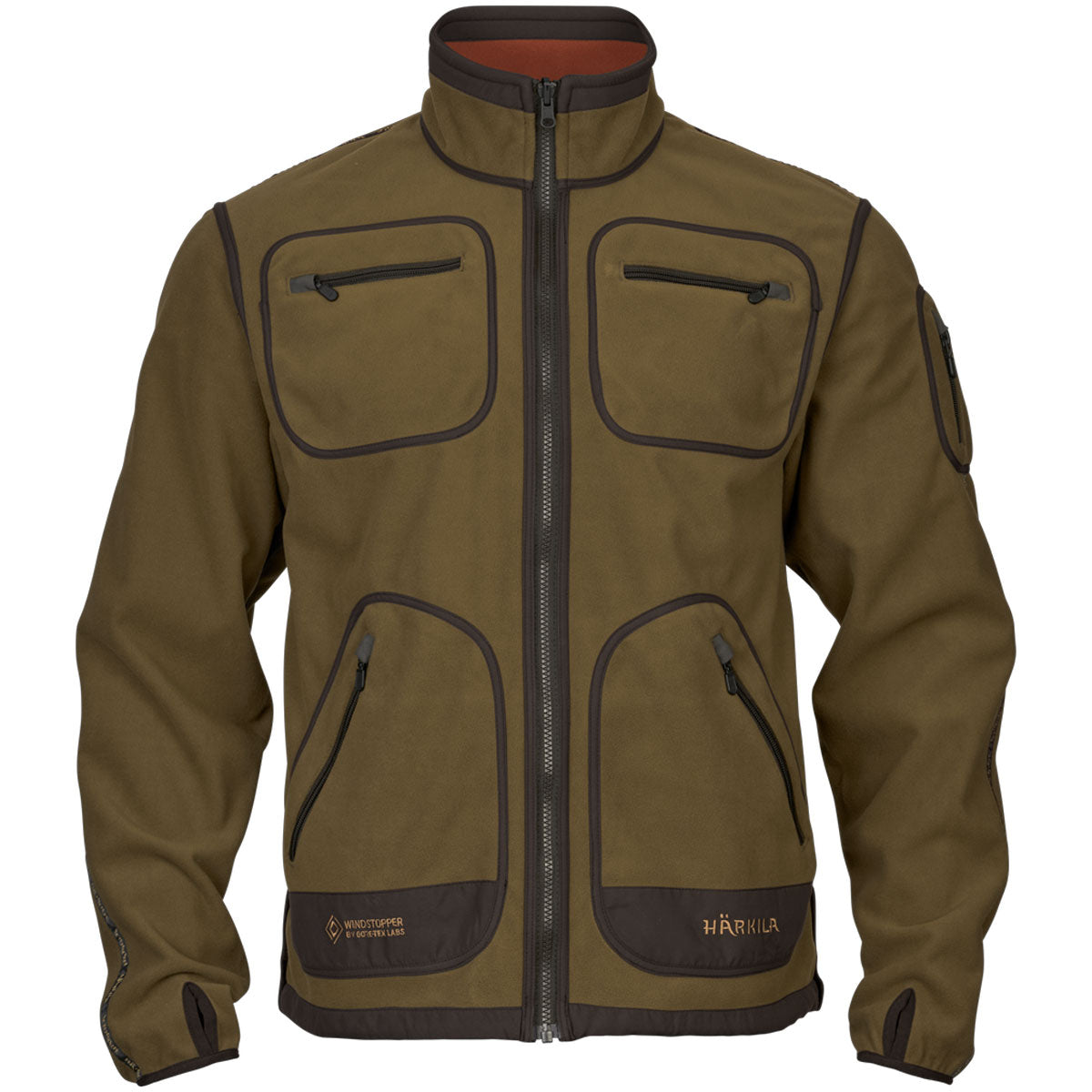 HARKILA Kamko Fleece - Mens Reversible Windstopper - Dark Olive / Arabian Spice