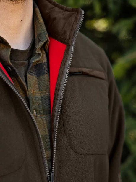 HARKILA Kamko Regal Fleece Jacket - Mens Reversible Windstopper - Red / Brown