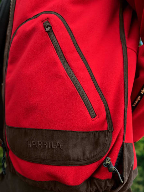 HARKILA Kamko Regal Fleece Jacket - Mens Reversible Windstopper - Red / Brown