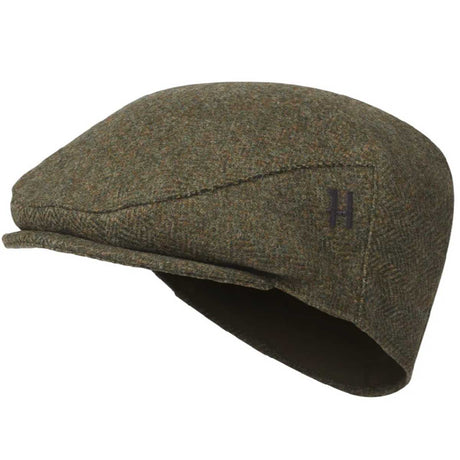 HARKILA Kenmore Flat Cap - Men's - Forest Green Herringbone