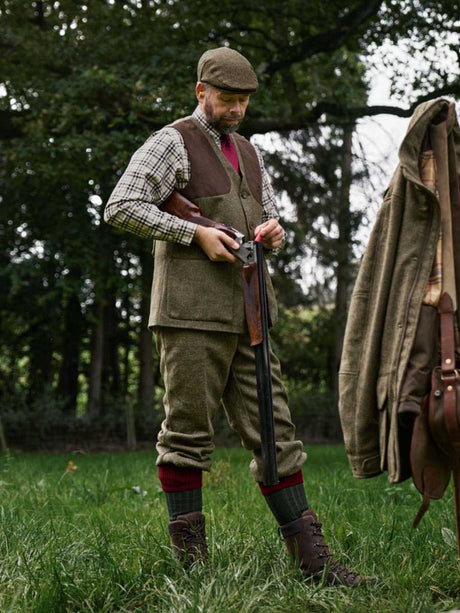 HARKILA Kenmore Shooting Waistcoat - Mens -  Forest Green Herringbone