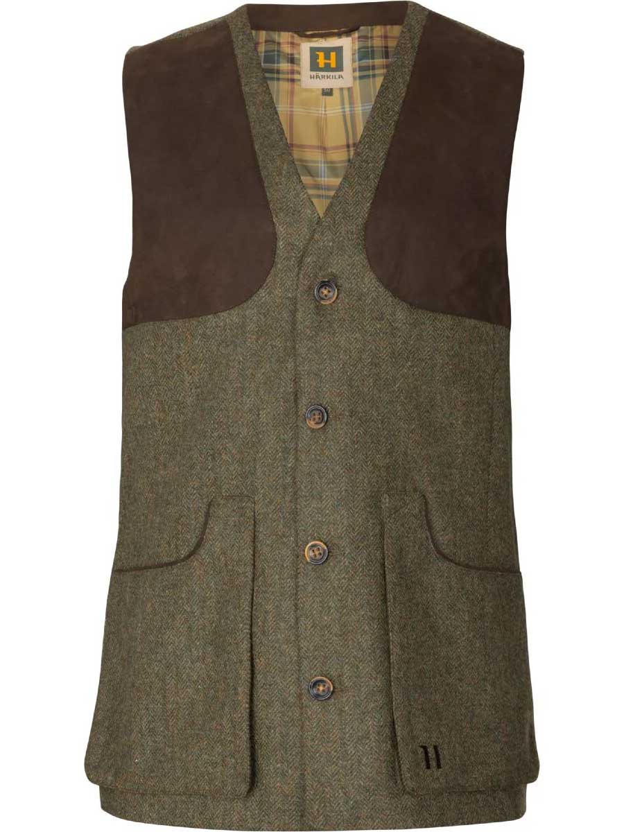 HARKILA Kenmore Shooting Waistcoat - Mens -  Forest Green Herringbone
