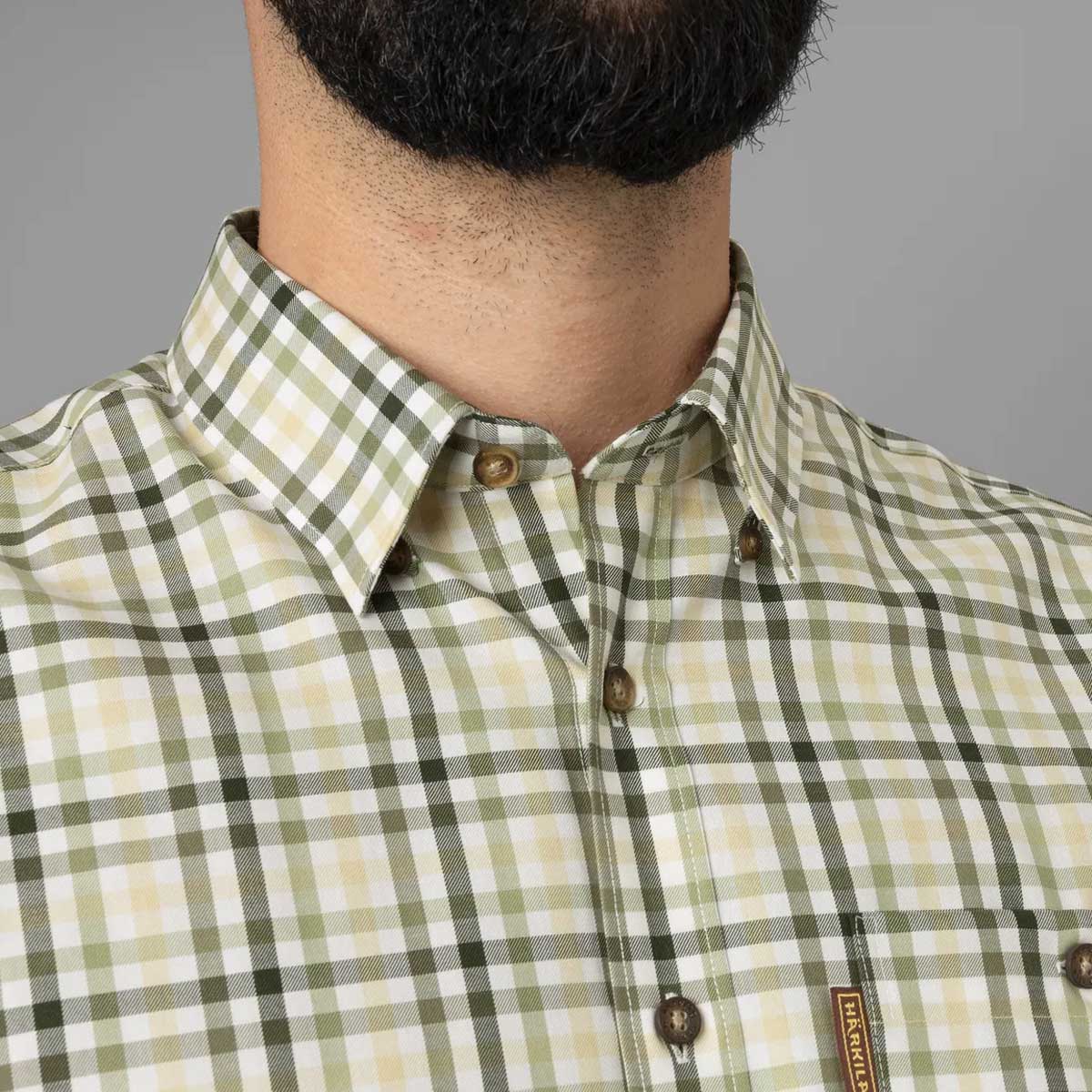 HARKILA Milford Shirt - Mens Fine Twill Cotton - Beech Green Check