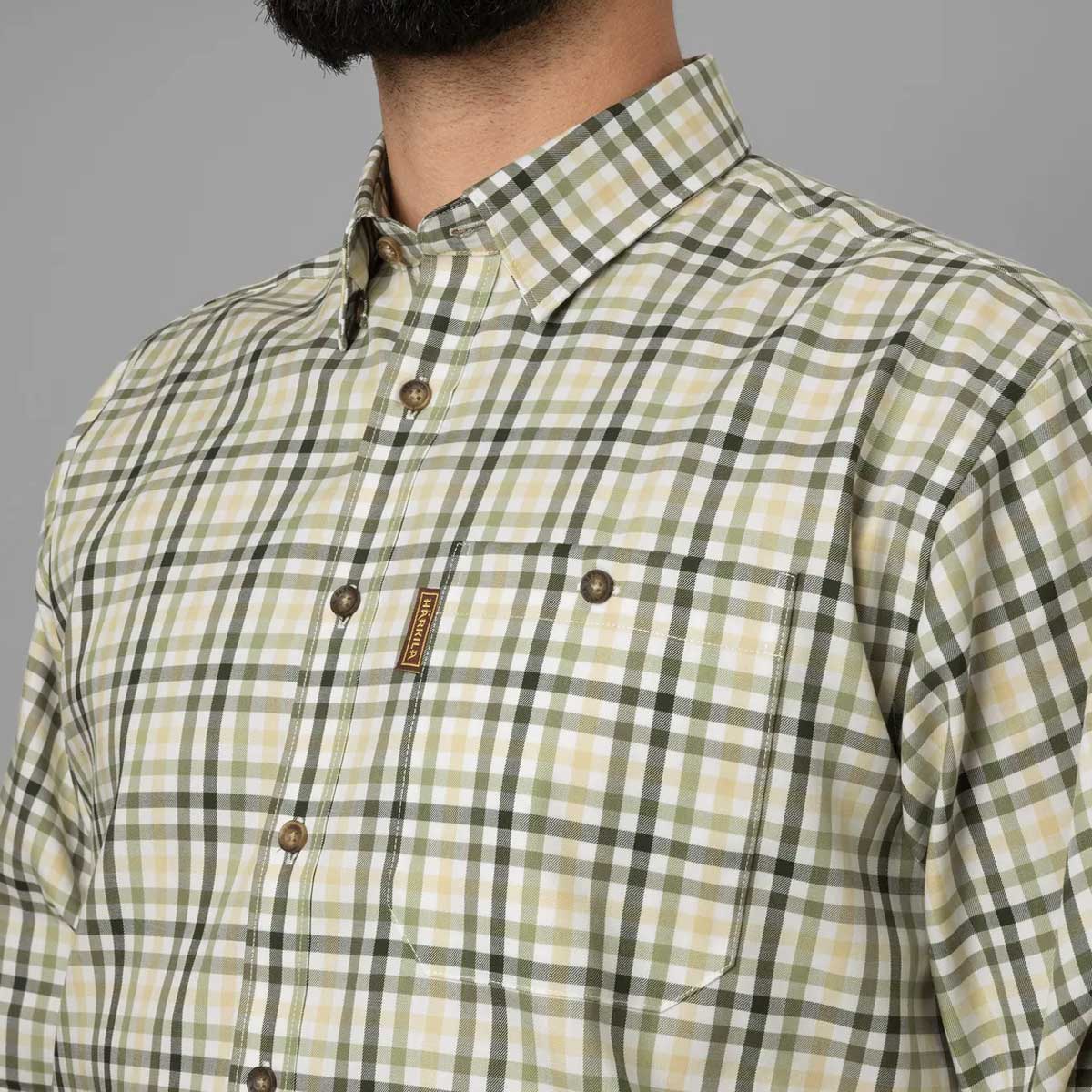 HARKILA Milford Shirt - Mens Fine Twill Cotton - Beech Green Check
