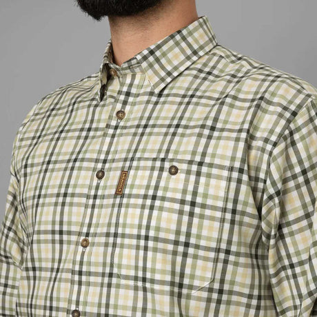 HARKILA Milford Shirt - Mens Fine Twill Cotton - Beech Green Check