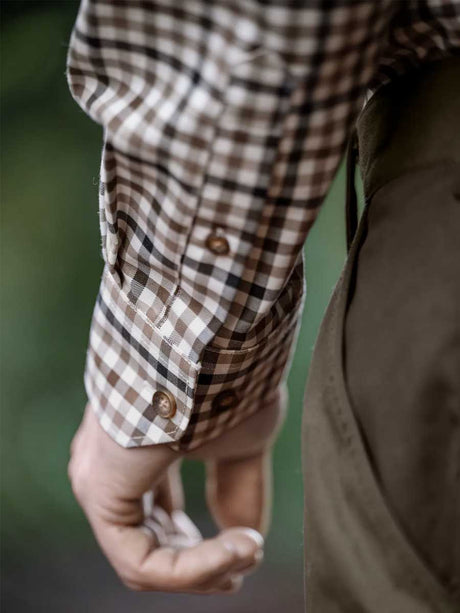 HARKILA Milford Shirt - Mens Fine Twill Cotton - Blue / Beige Check