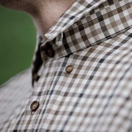 HARKILA Milford Shirt - Mens Fine Twill Cotton - Blue / Beige Check