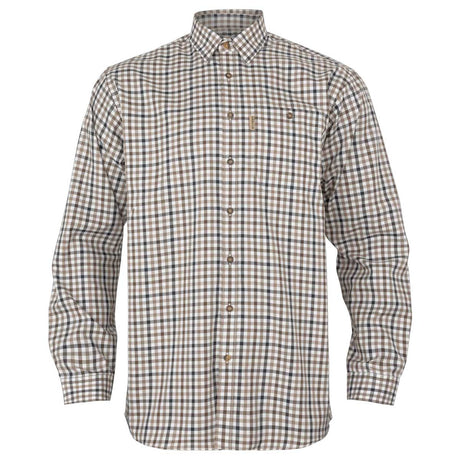 HARKILA Milford Shirt - Mens Fine Twill Cotton - Blue / Beige Check