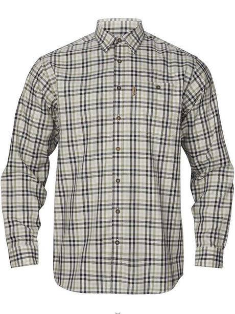 HARKILA Milford Shirt - Mens Fine Twill Cotton - Rosin / Deep Well