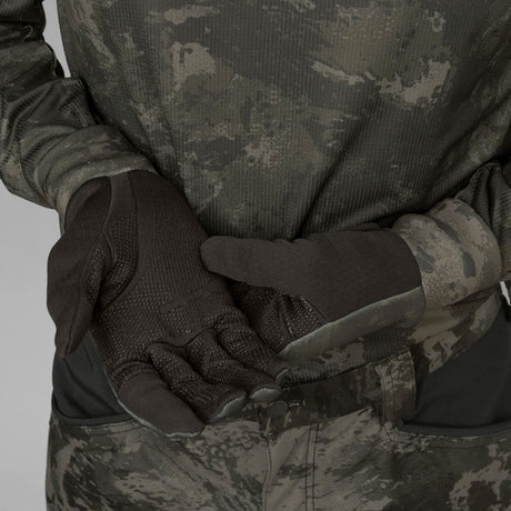 HARKILA NOCTYX Camo Fleece Glove with Fold-Back Finger - AXIS MSP Black