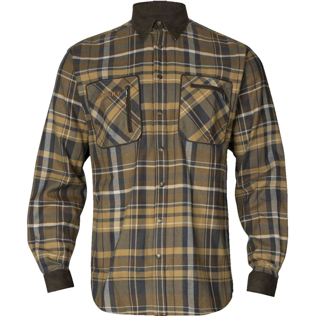 HARKILA Pajala Shirt - Mens Brushed Cotton - Antique Bronze Check