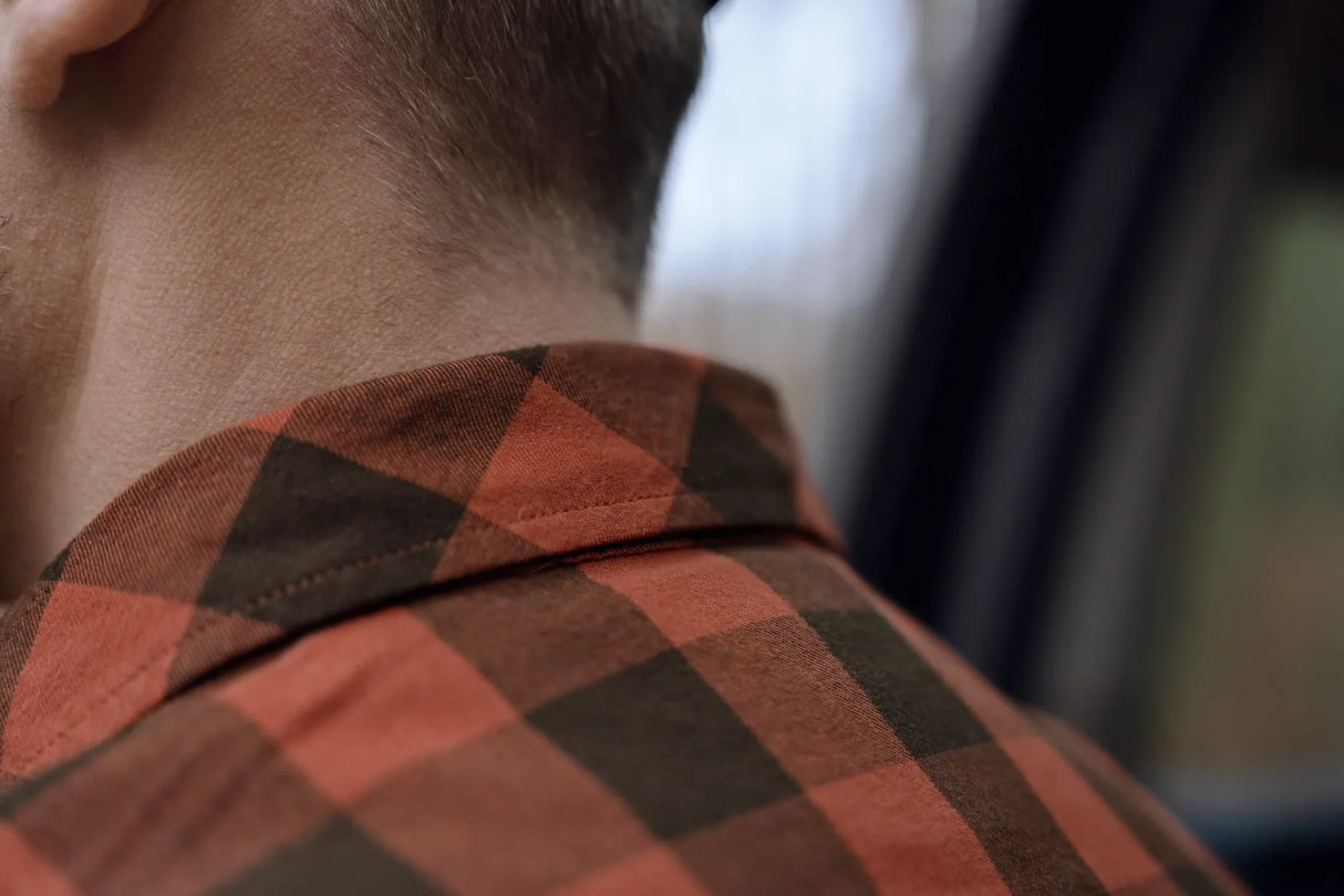 HARKILA Scandinavian Long Sleeve Shirt - Mens - Autumn Orange Check