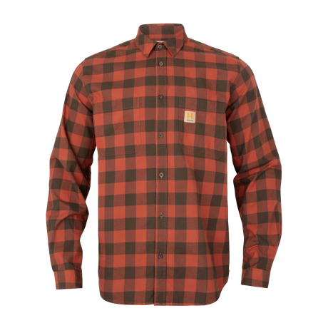 HARKILA Scandinavian Long Sleeve Shirt - Mens - Autumn Orange Check