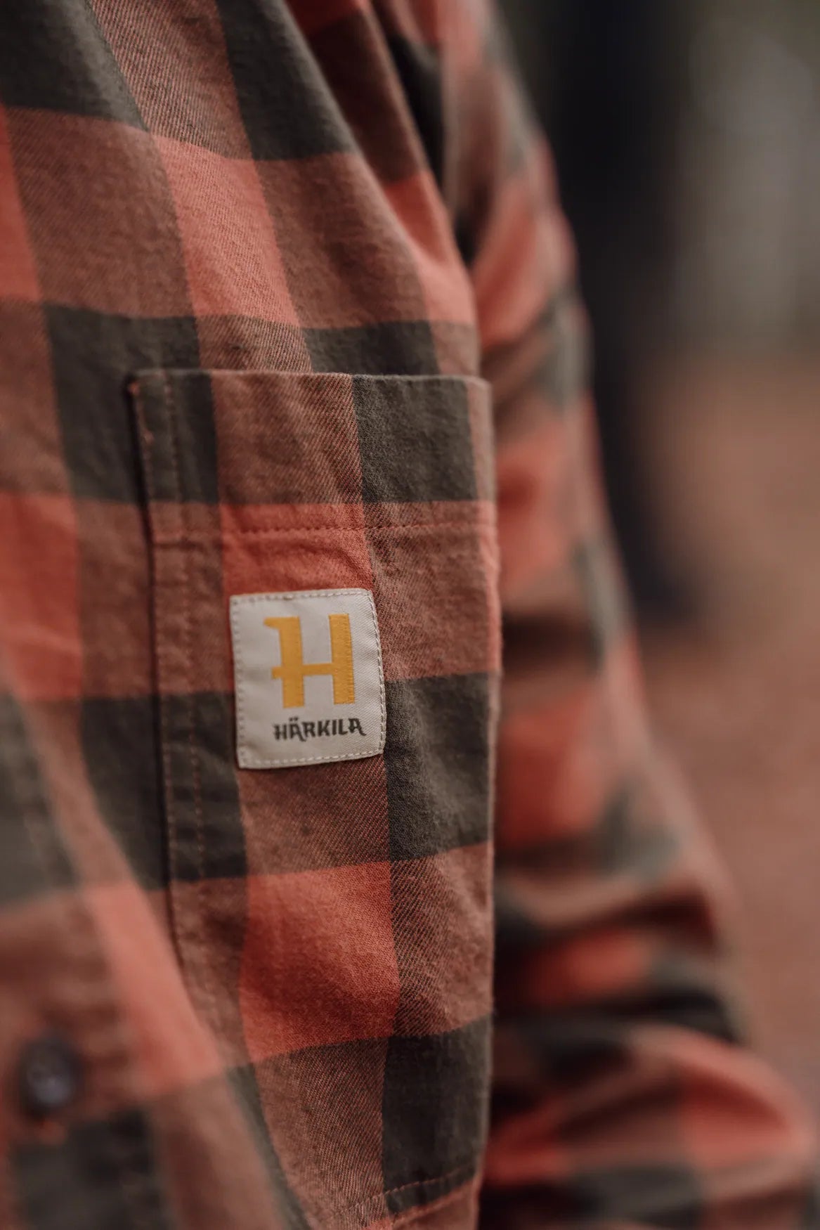HARKILA Scandinavian Long Sleeve Shirt - Mens - Autumn Orange Check