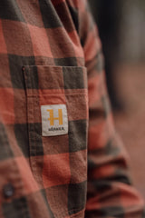 HARKILA Scandinavian Long Sleeve Shirt - Mens - Autumn Orange Check