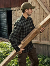 HARKILA Scandinavian Long Sleeve Shirt - Mens - Green Check